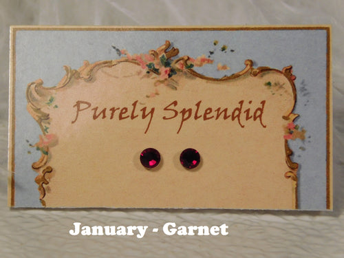 January garnet birthstone stud earrings for 18 inch girl dolls | Purely Splendid

