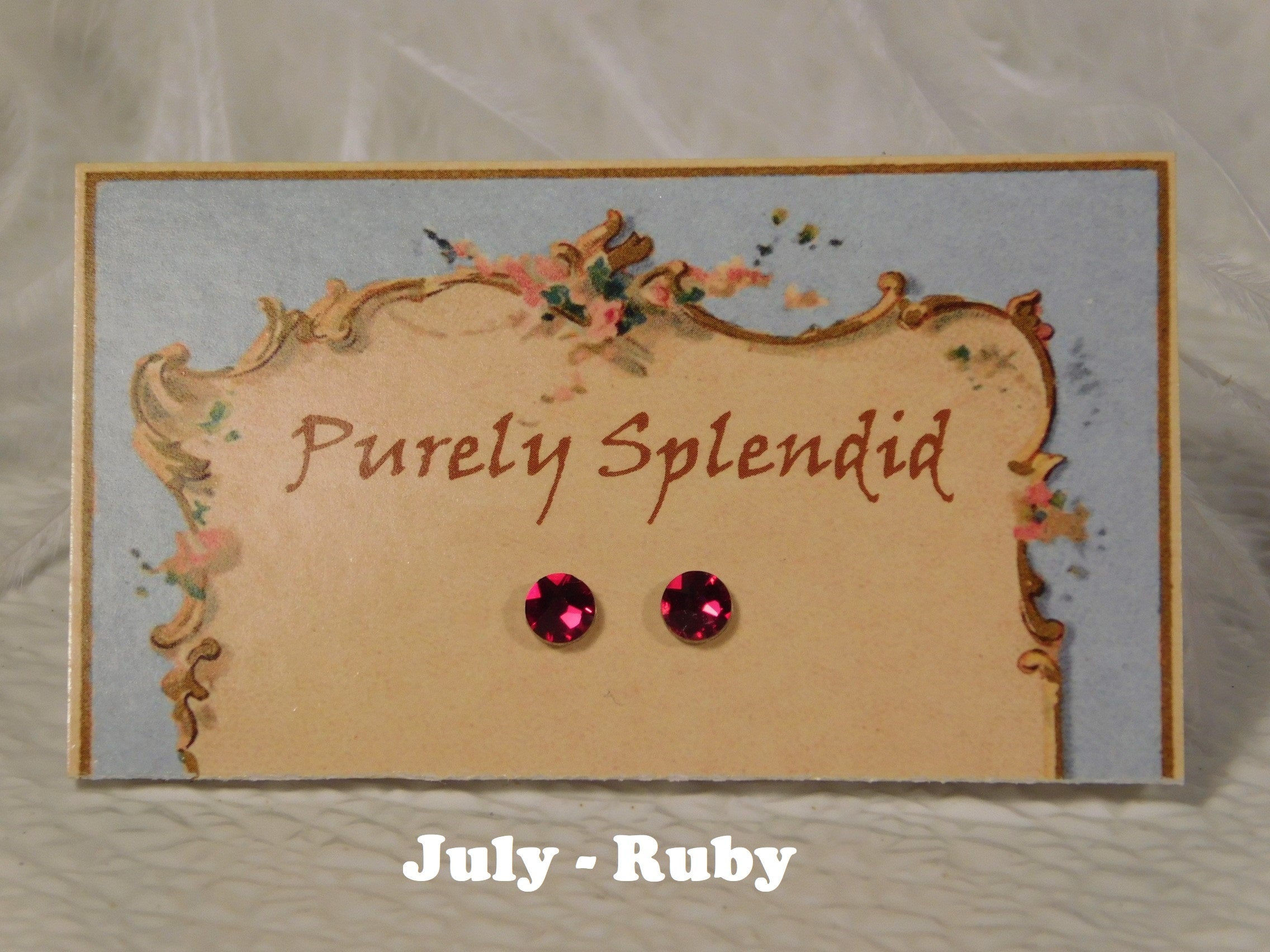 July Birthstone Ruby 2mm Studs for 18 inch dolls