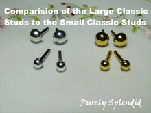 Load image into Gallery viewer, Comparision of the Large Classic Colors Studs to the Small Classic Colors Studs
