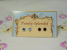 Load image into Gallery viewer, two pairs of sparkling 2mm studs earrings blue shimmer and siam

