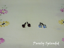 Load image into Gallery viewer, two pairs of sparkling 2mm studs light sapphire shimmer and siam
