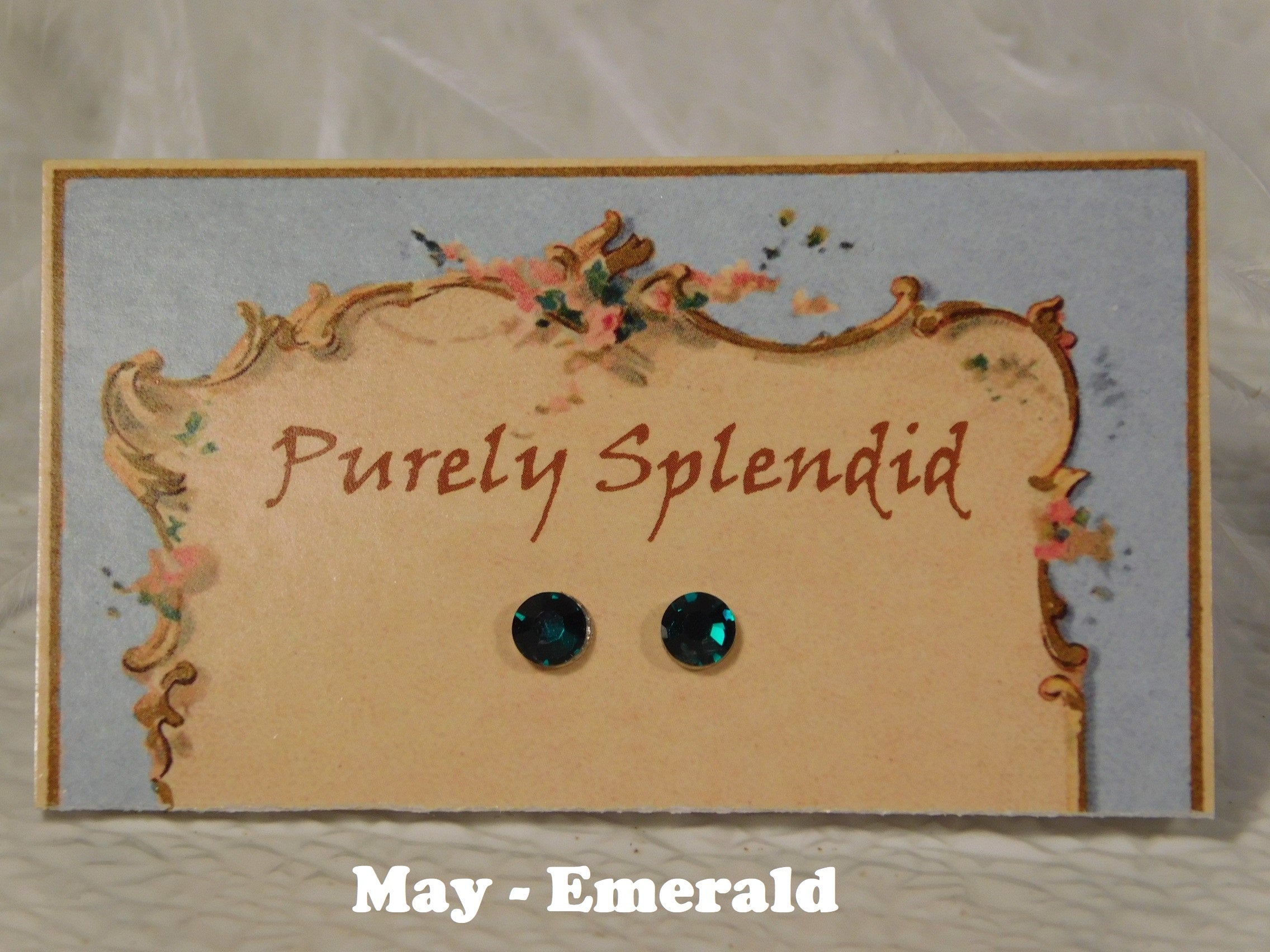 May Birthstone Emerald Studs for 18 inch dolls 