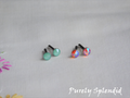 Mint Green and Tangerine Shimmer Sparkling 2mm Stud Earrings for dolls