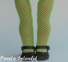 Load image into Gallery viewer, Neon Green Fishnet Tights for 18 inch dolls
