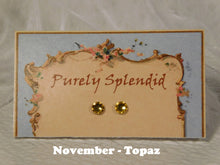 Load image into Gallery viewer, November Birthstone Topaz Studs for 18 inch dolls
