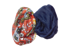 Load image into Gallery viewer, Orange Floral and Navy Infinite Scarves shown on a white background
