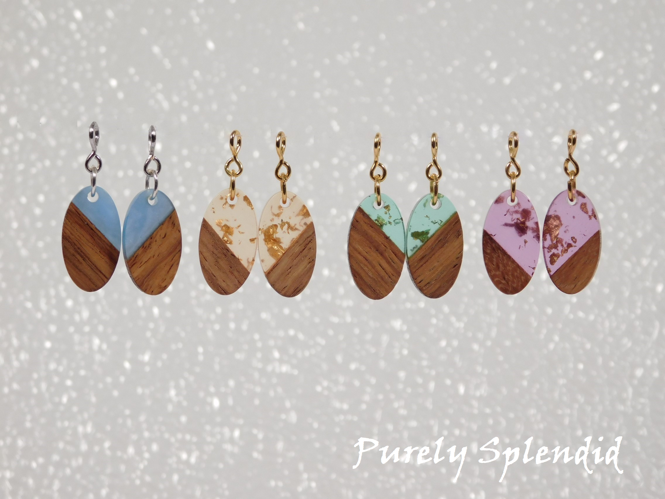 Oval Resin & Wood Earrings - 4 colors