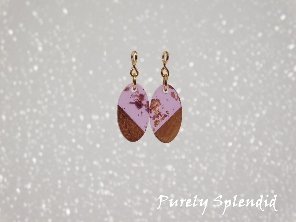 Light Orchard Oval Resin & Wood Earrings for dolls