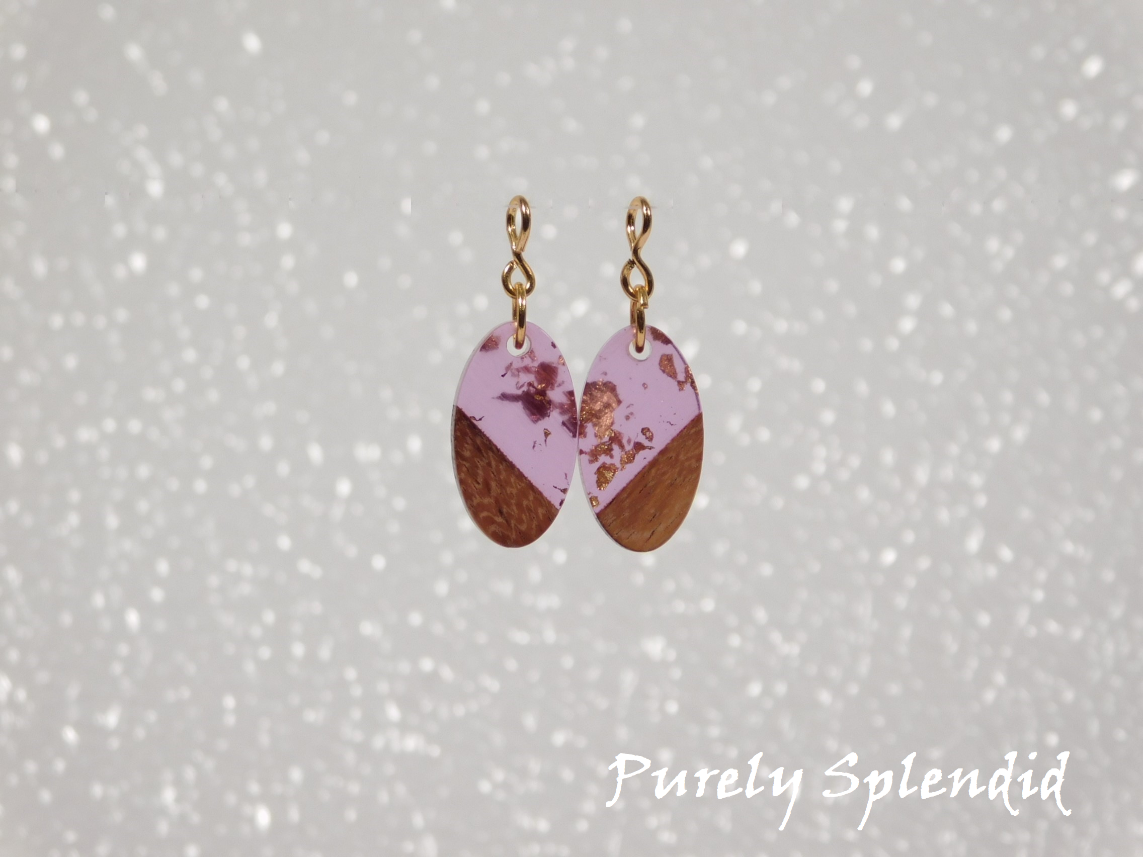 Light Orchard Oval Resin & Wood Earrings for dolls