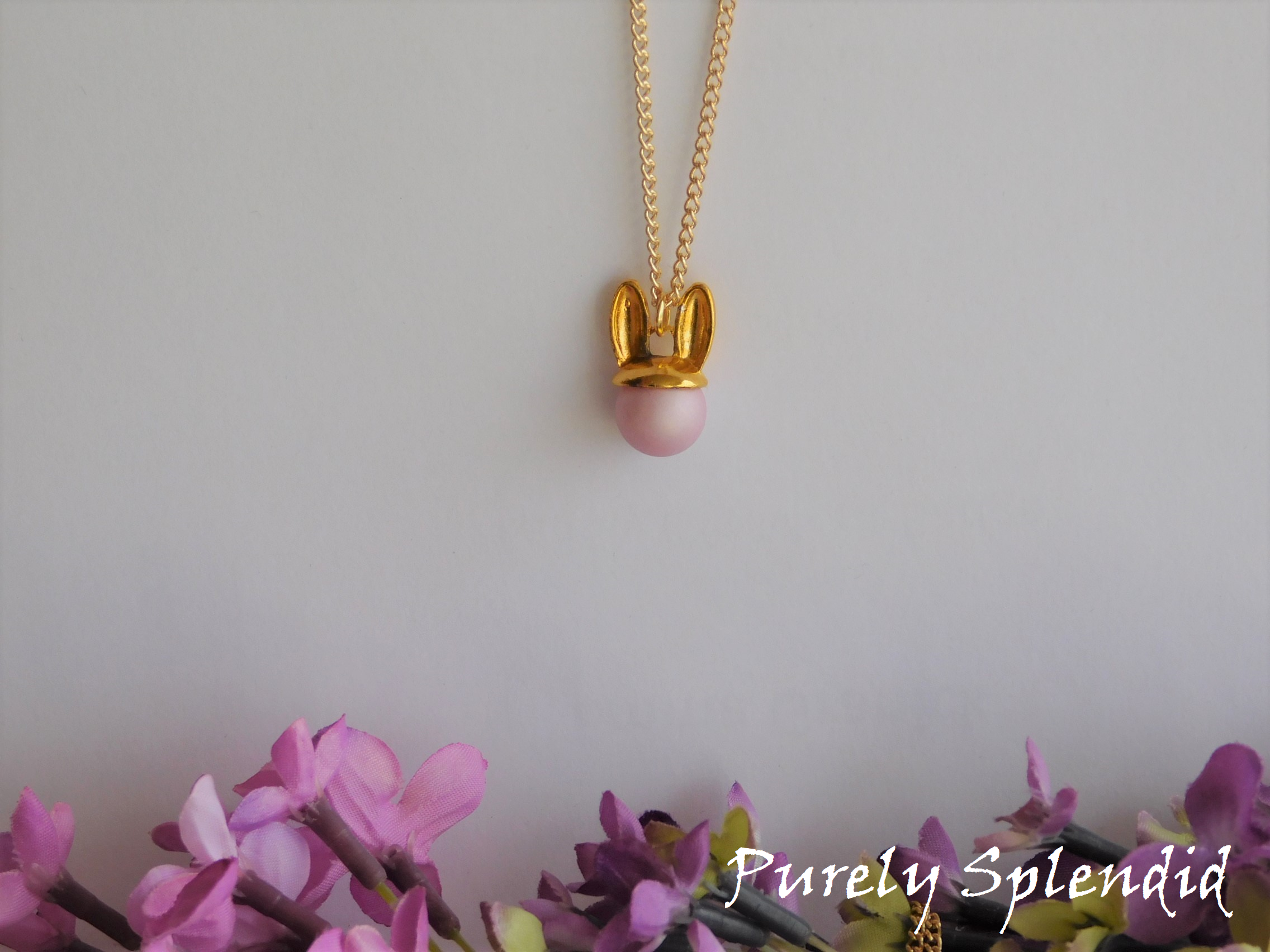 Pastel purple bunny necklace for 18 inch dolls - Easter doll accessories with magnetic clasp