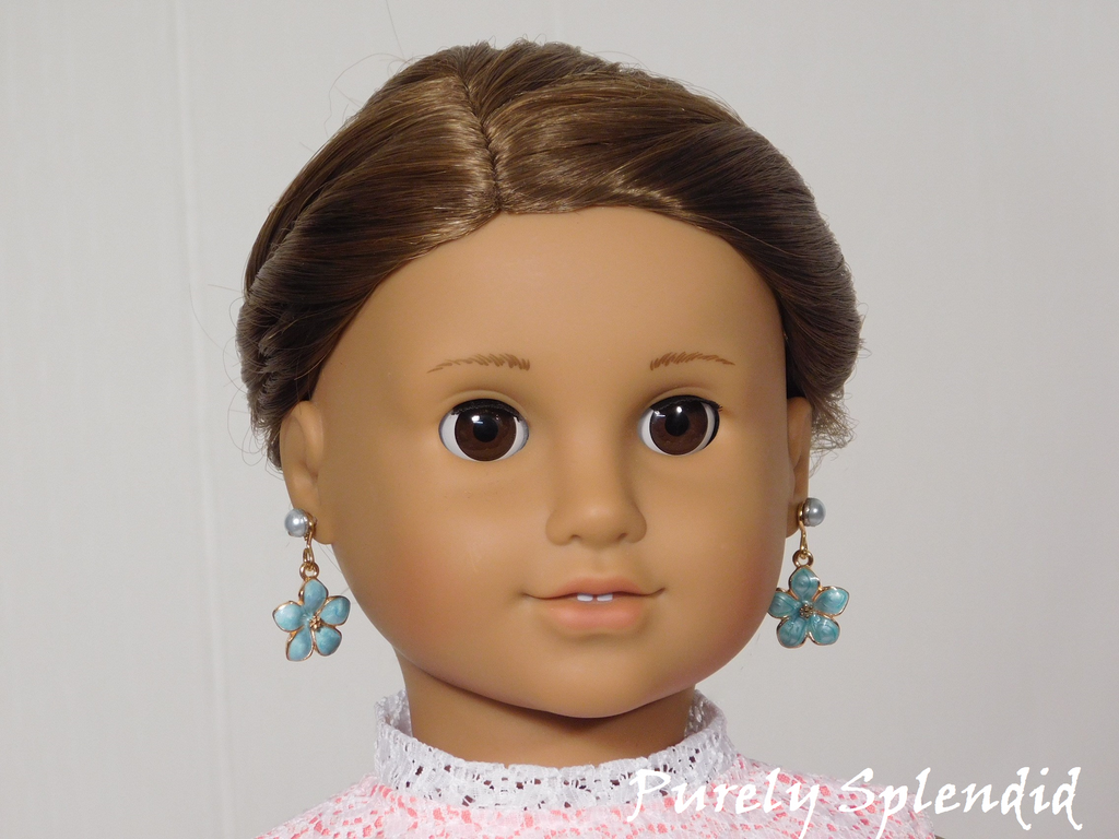Pastel Flower Earring Dangles and coordinating Stud Earrings for dolls