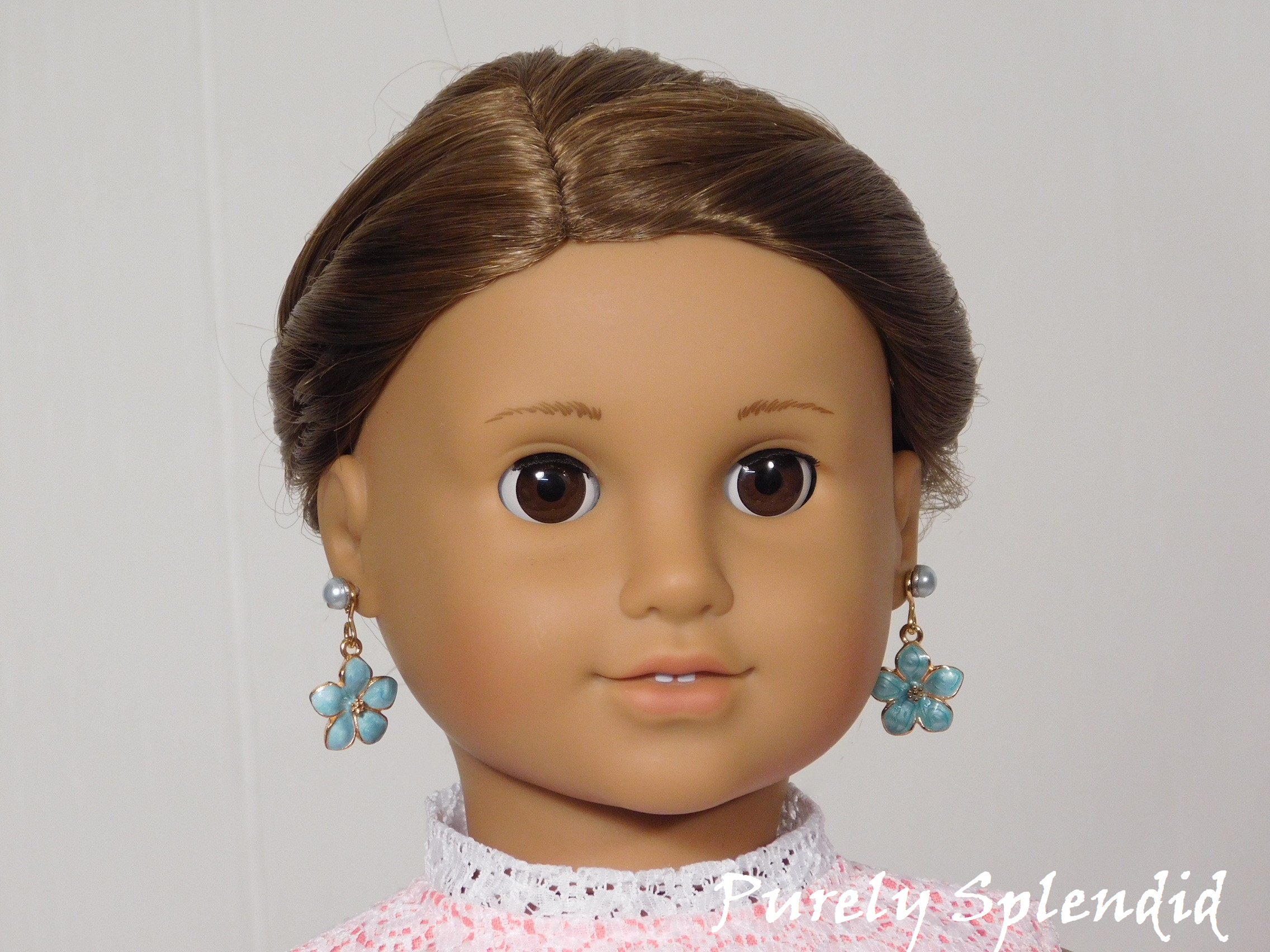 Pastel Flower Earring Dangles and coordinating Stud Earrings for dolls