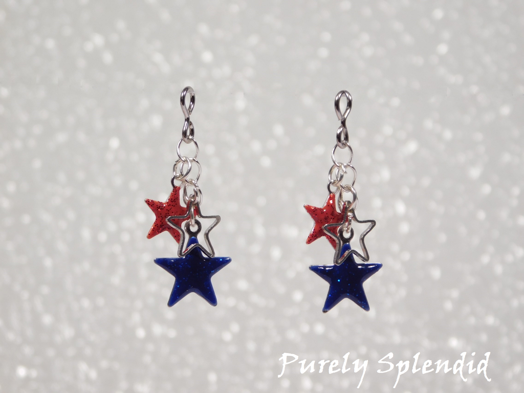 Patriotic Cascading Stars Earring Dangles