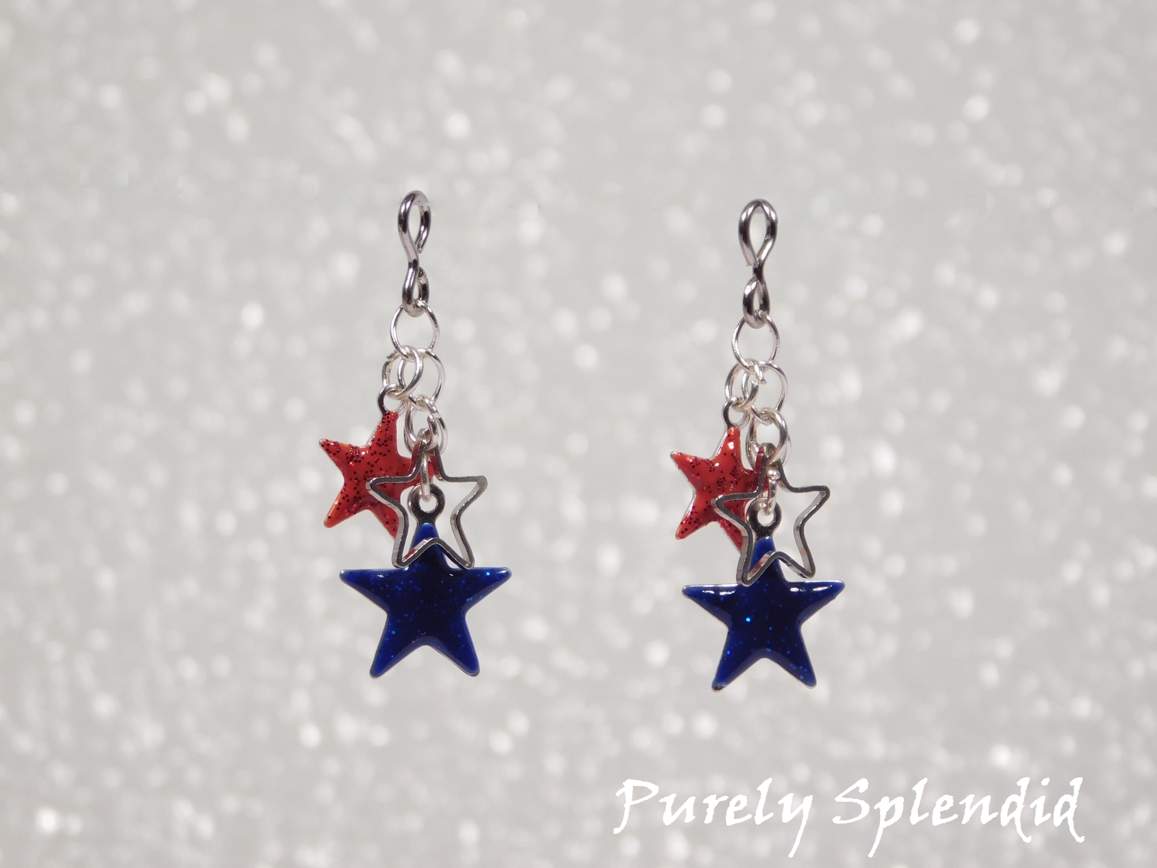Patriotic Cascading Stars Earring Dangles
