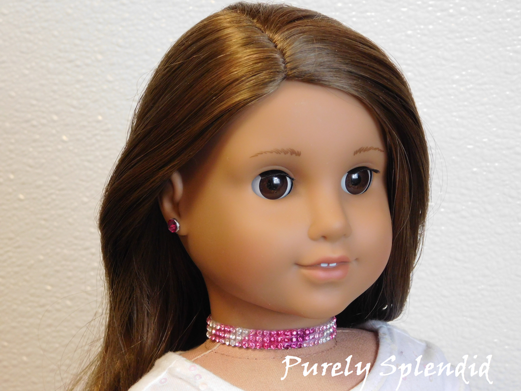 18 inch doll shown wearing a Sparkling Pink Choker Necklace