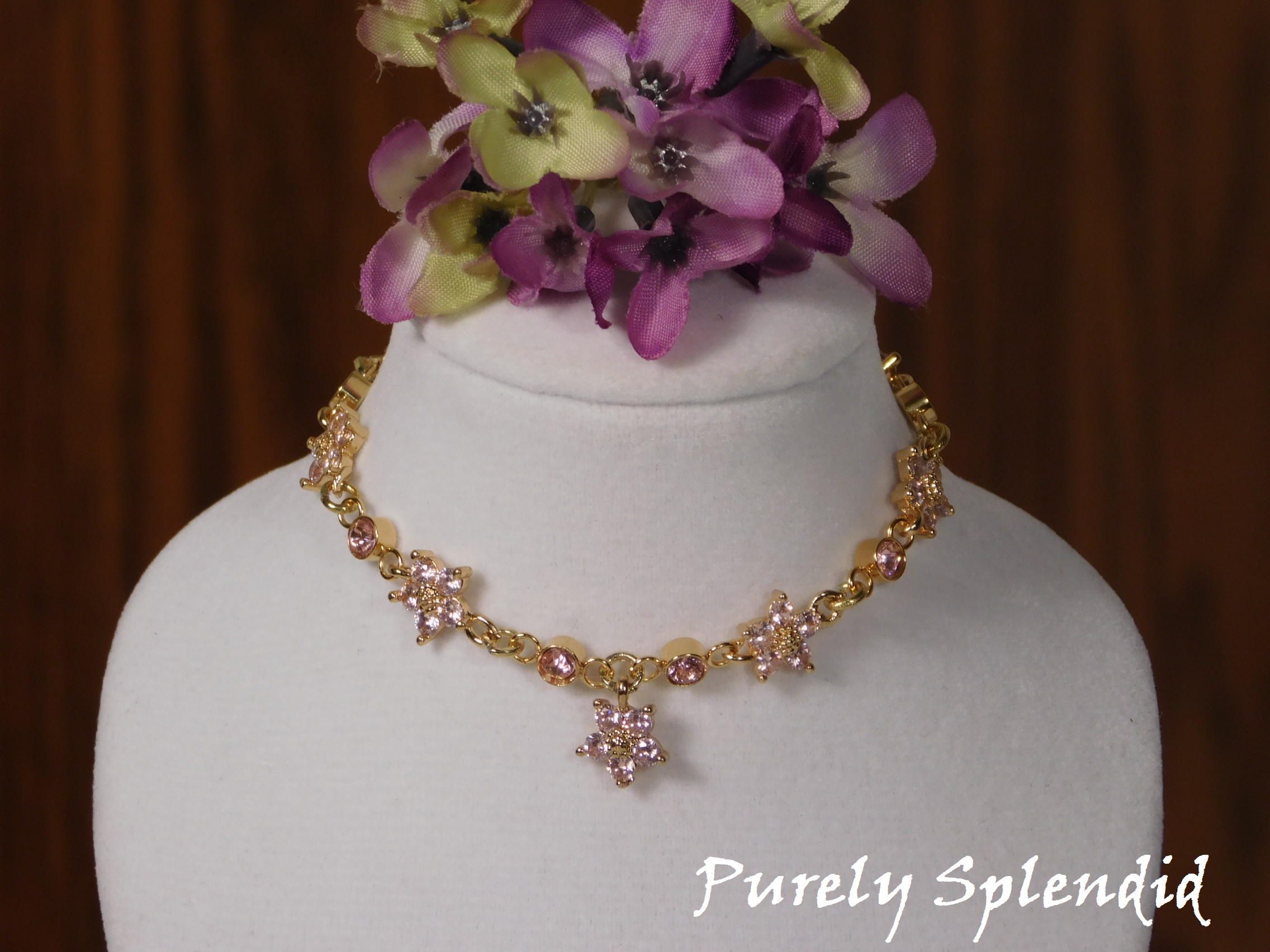 Beautiful Create Your Own Sparking Pink Flower and pink crystal necklace