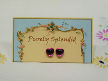 Load image into Gallery viewer, Puffy Pink Heart Studs shown on a presentation card
