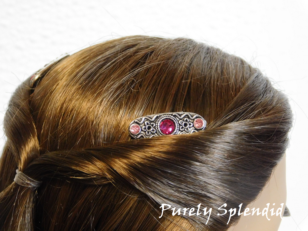 18 inch doll shown wearing the Sparkling Pink Hair Combs