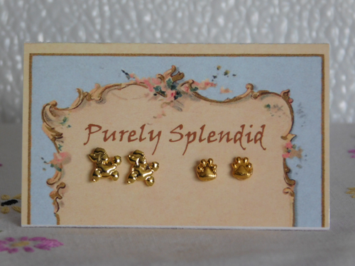 Poodles and Paws Stud Earrings for dolls who wear 2mm studs