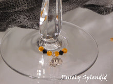 Load image into Gallery viewer, pumpkin charm with orange and black crystal beads

