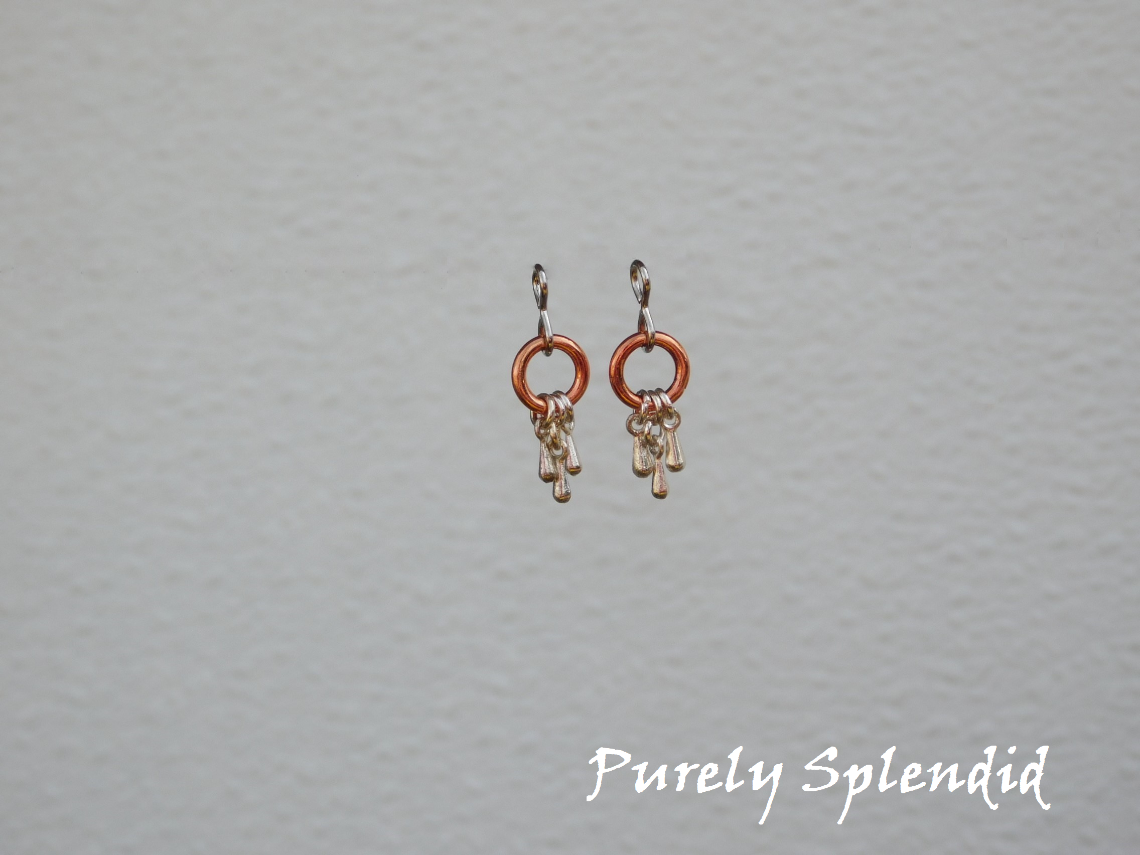 Rose Gold circles with silver dangles