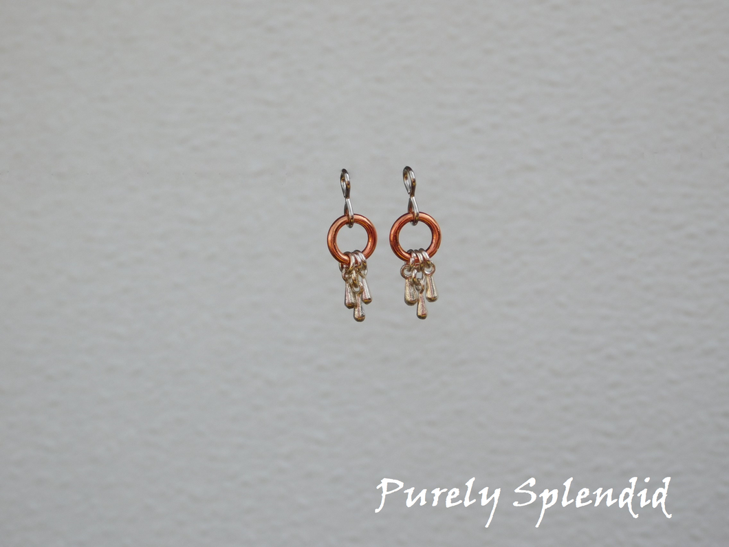 Rose Gold circles with silver dangles