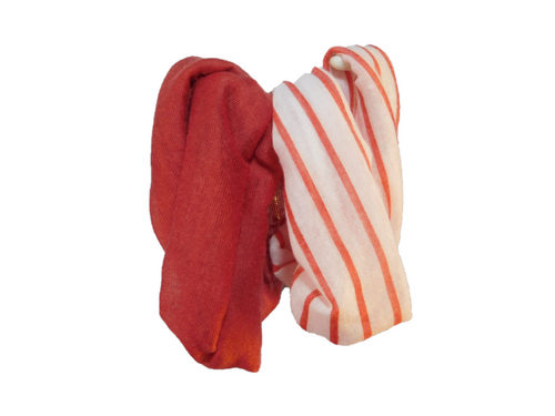 Rust and Rust Striped Infinite Scarves shown on a white background