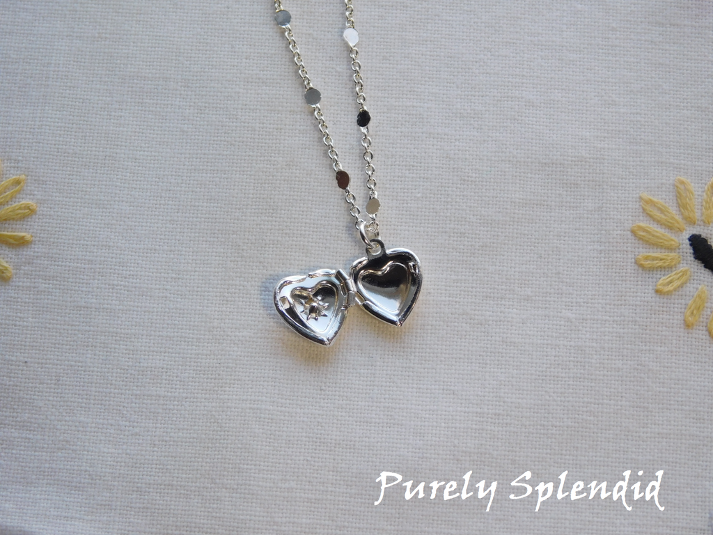 Silver Heart Locket shown open