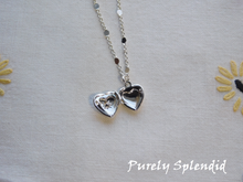 Load image into Gallery viewer, Silver Heart Locket shown open
