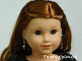 18 inch doll shown wearing a pair of the Silver Shaggy Earring Dangles and a pair of Small Silver Classic 2mm Studs