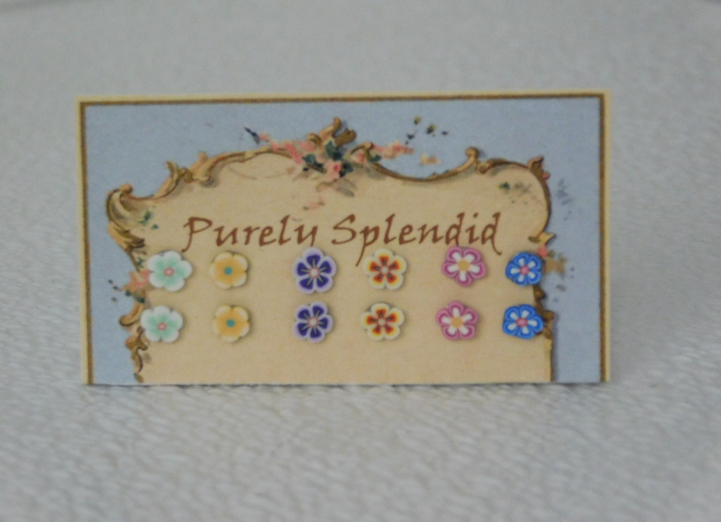 Six pairs of colorful Flower Studs for dolls