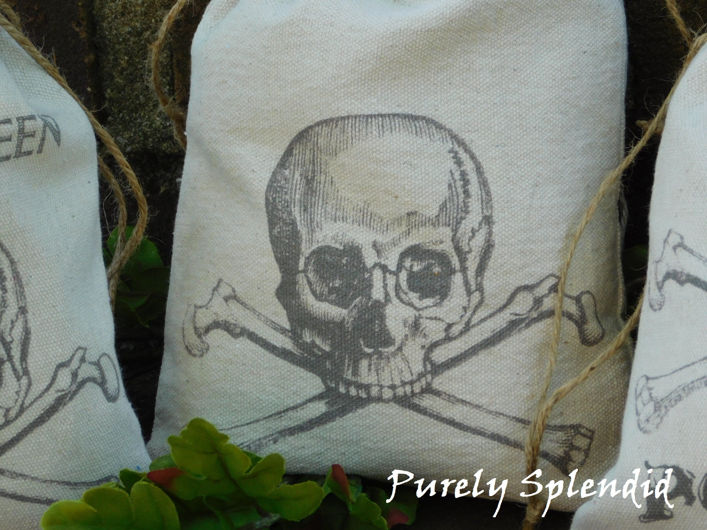 Skull and Crossbone fabric gift bag