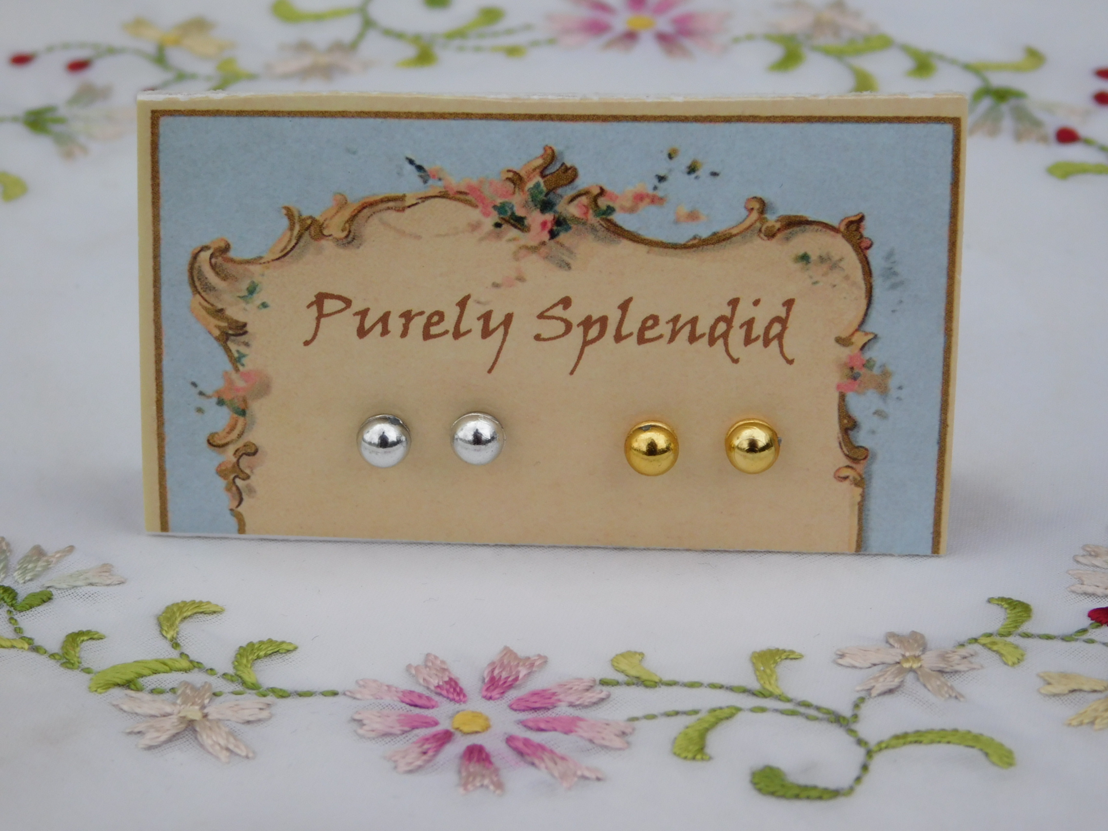 two pairs of Small Classic Colors 2mm Stud Earrings for dolls