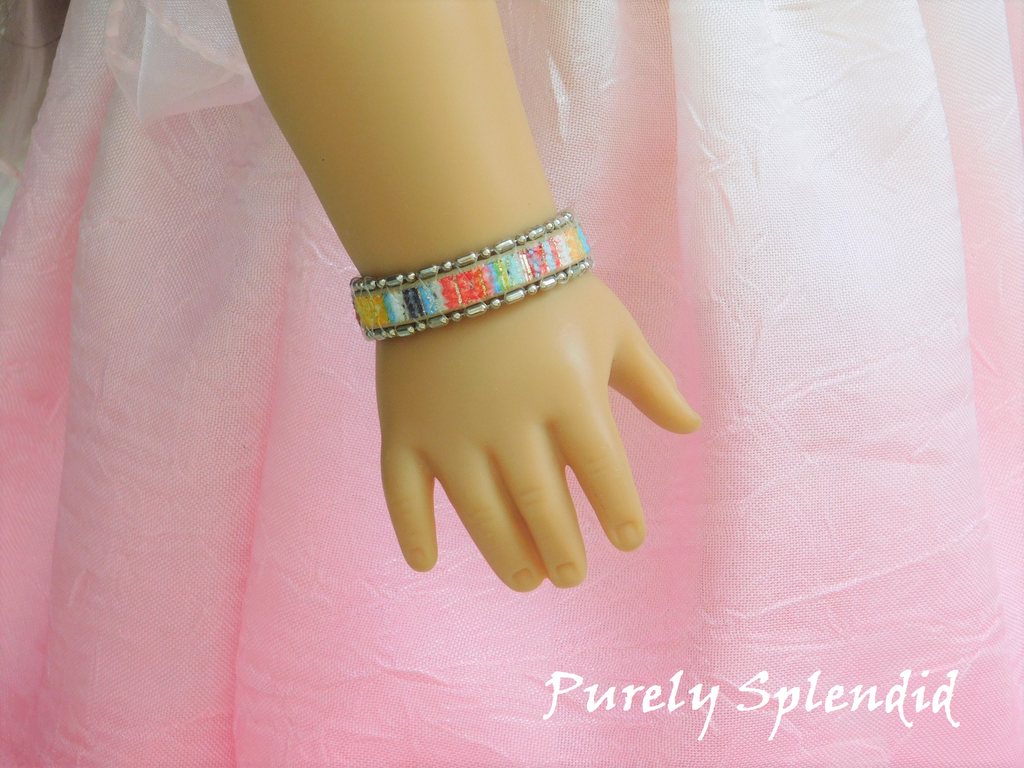 18 inch doll shown wearing the Southwestern Sunset Bracelet