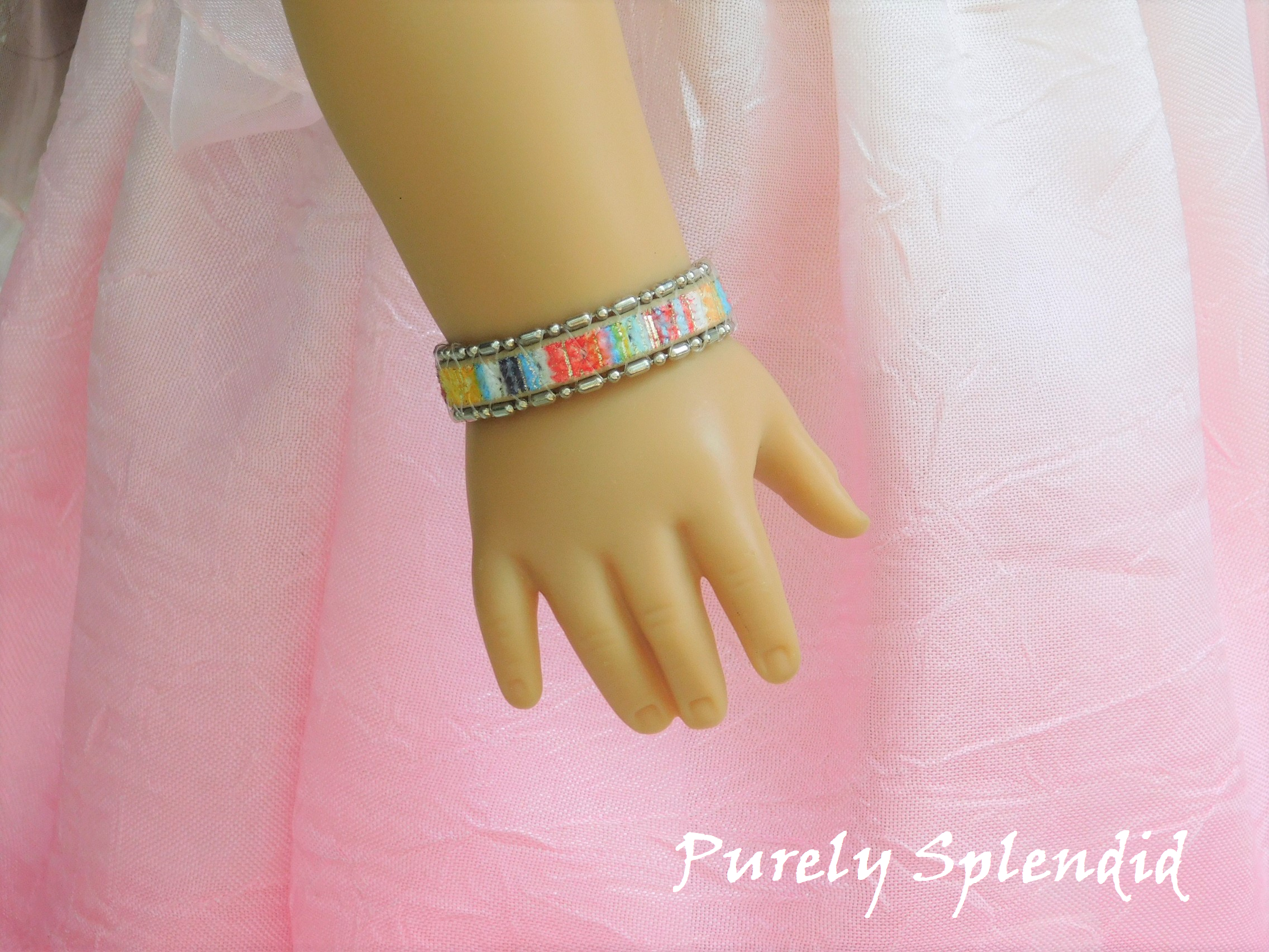 18 inch doll shown wearing the Southwestern Sunset Bracelet