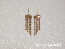 Load image into Gallery viewer, four rows of sparkling gold chain dangling from the earrings
