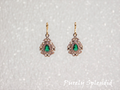 American made sparkling glamour earrings for 18 inch girl doll — green crystal | Purely Splendid