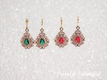 Load image into Gallery viewer, Sparkling Green and Sparkling Red Glamour Earrings shown on a white background
