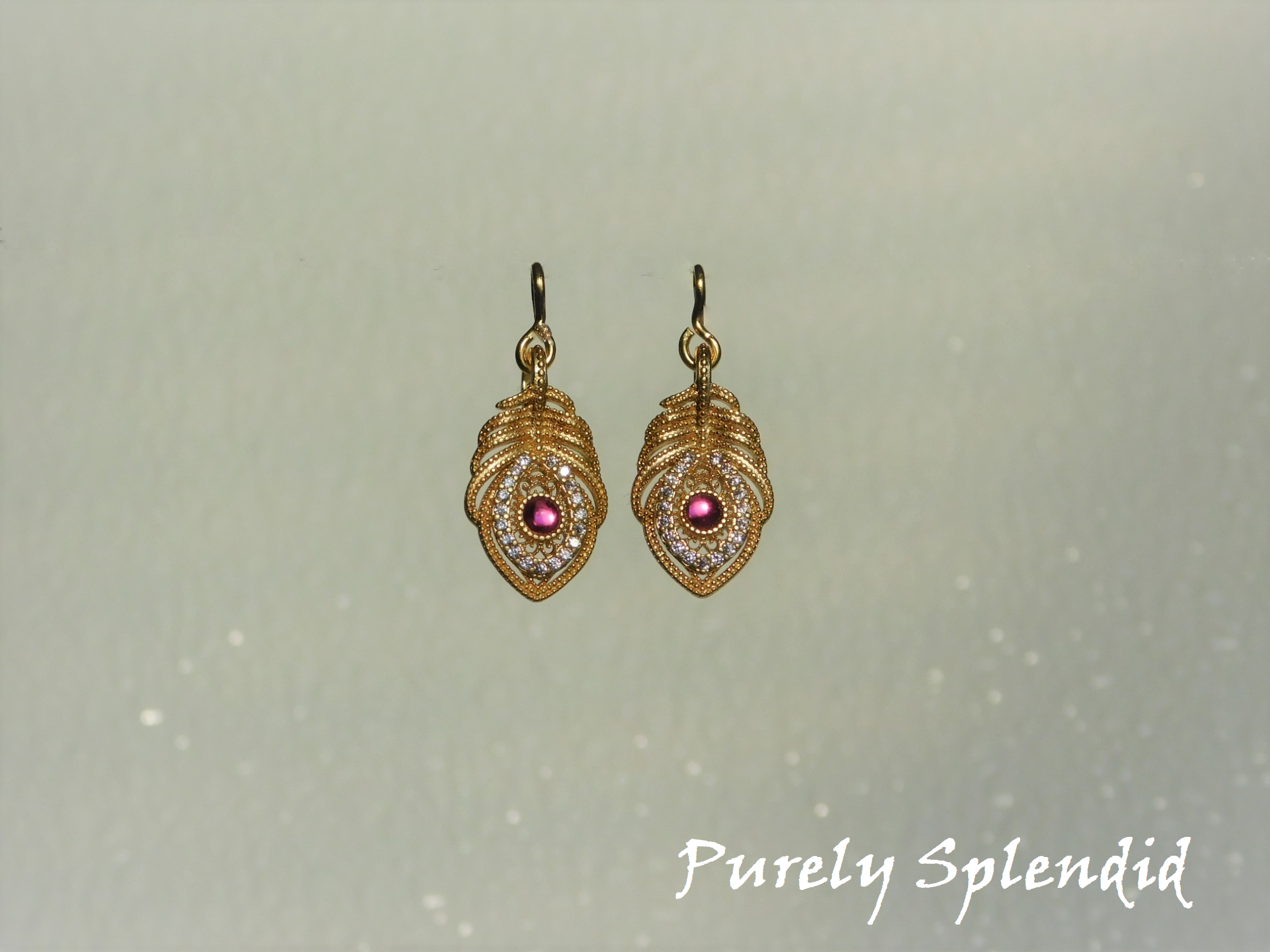 Sparkling Golden Peacock Feather Earrings for dolls