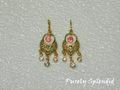 Sparkling Indian Fashion Earrings with a Dark Pink center