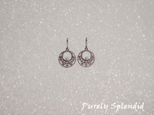 Load image into Gallery viewer, Silver colored Sparkling Indian Pearl Earrings shown on a white background
