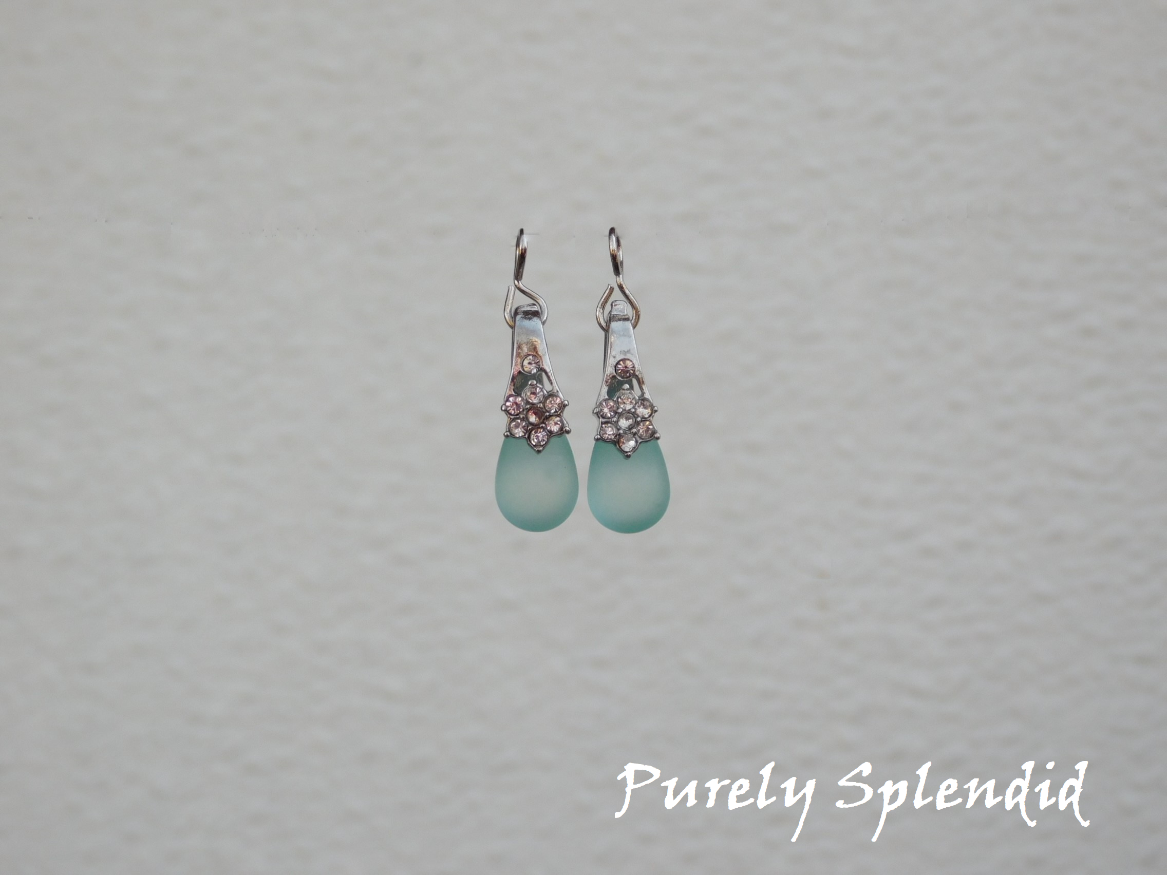 Sparkling Pastel Drop Earrings in Aqua