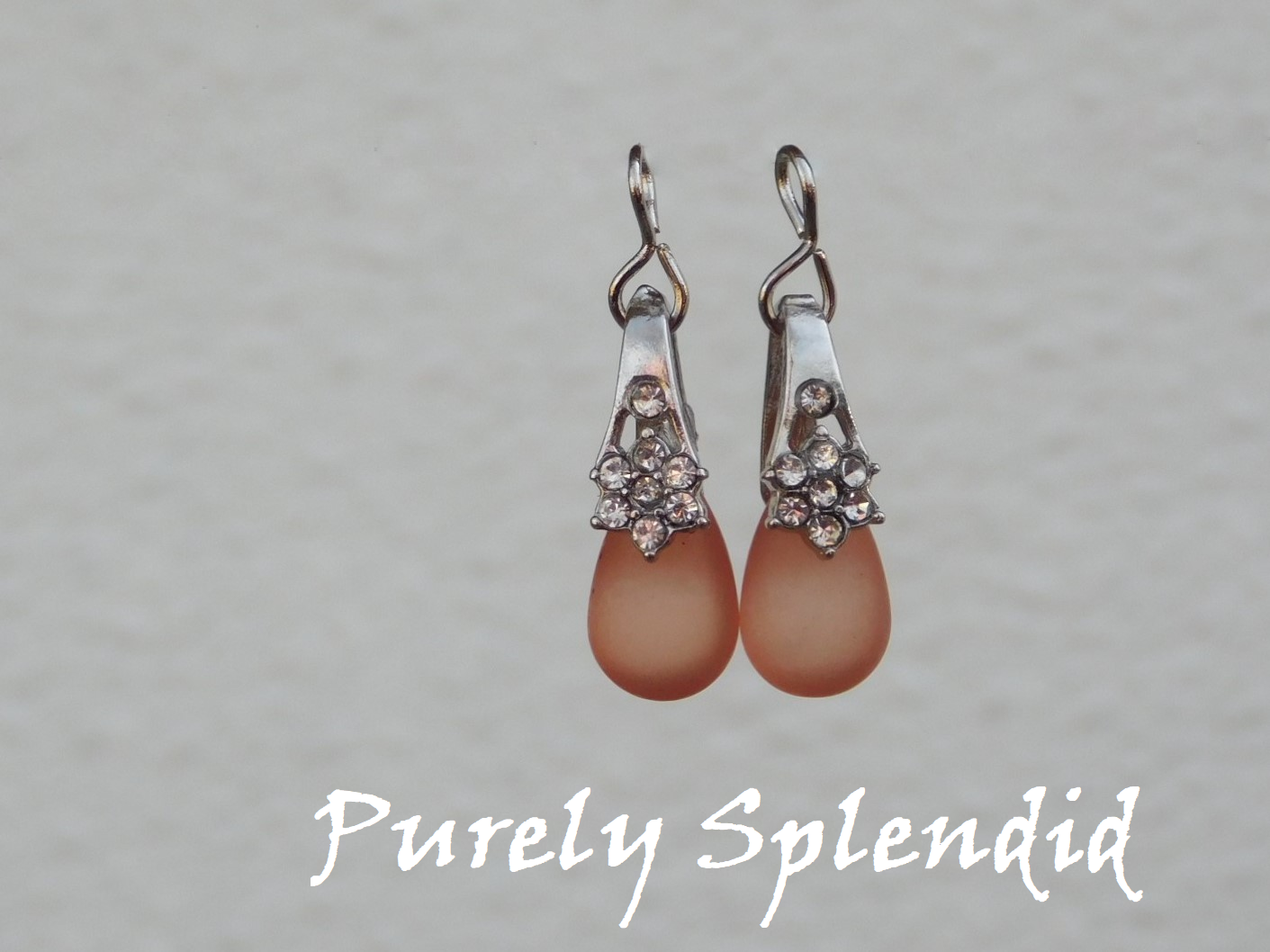 Sparkling Pastel Drop Earrings in Coral