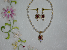 Load image into Gallery viewer, Sparkling Pearl Evening Necklace and Earrings
