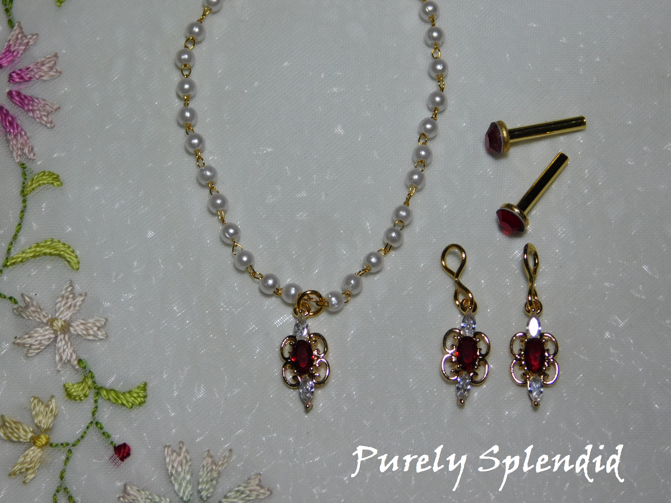 Sparkling Pearl Evening Necklace and Earrings