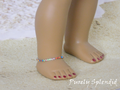 18 inch doll shown wearing a Sparkling Rainbow Ankle Bracelet. She has a 4 3/8" ankle