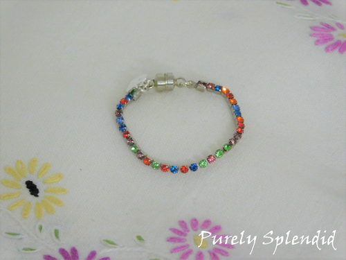 Colorful sparkling ankle bracelet with rainbow crystals for 18 inch girl dolls | Purely Splendid
