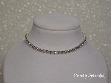 Load image into Gallery viewer, Single strand Silver Rhinestone Choker Necklace 
