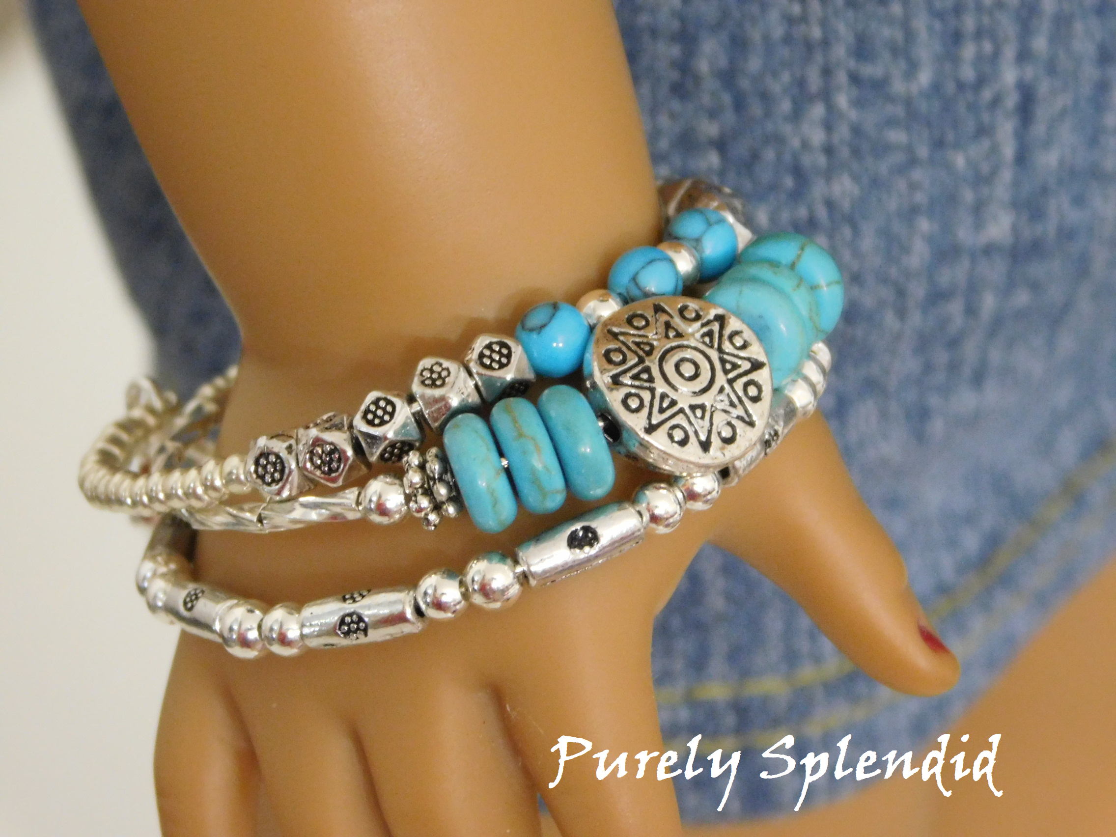 Turquoise and Silver Stacking Bracelets