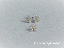 Load image into Gallery viewer, Pretty White Daisy magnetic Brooch and Stud Earrings for dolls who wear 2mm studs 
